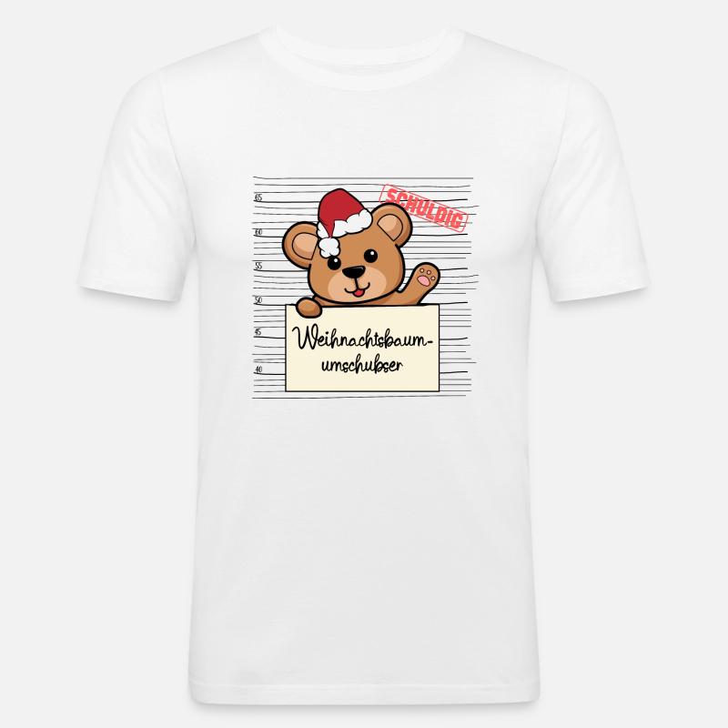 Weihnachtsbaum Umschubser Bär - Männer Slim Fit T-Shirt - Weiß