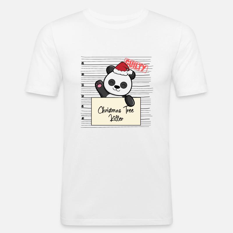 Weihnachtsbaum Umschubser Panda - Männer Slim Fit T-Shirt - Weiß