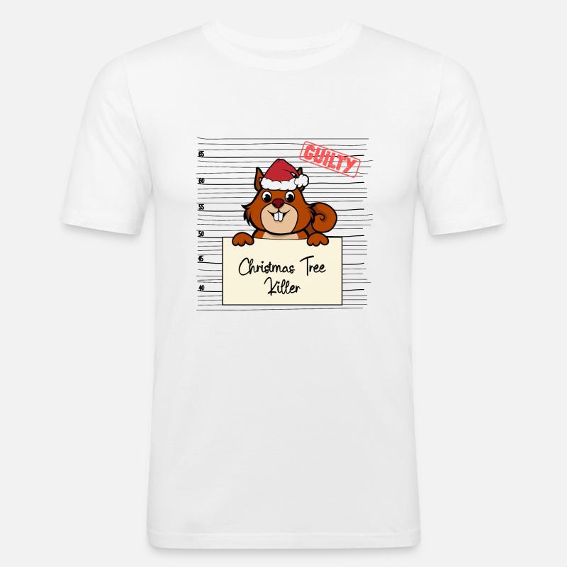 Weihnachtsbaum Umschubser Eichhörnchen - Männer Slim Fit T-Shirt - Weiß
