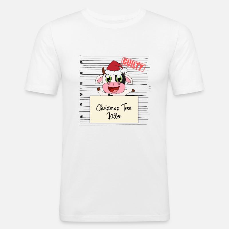 Weihnachtsbaum Umschubser Kuh - Männer Slim Fit T-Shirt - Weiß