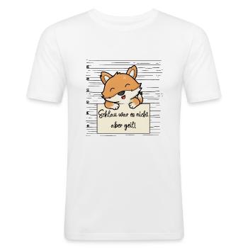 Fuchs lustiger Spruch humor Gefängnisbild - Männer Slim Fit T-Shirt - Weiß - Vorne - Nik (191cm)