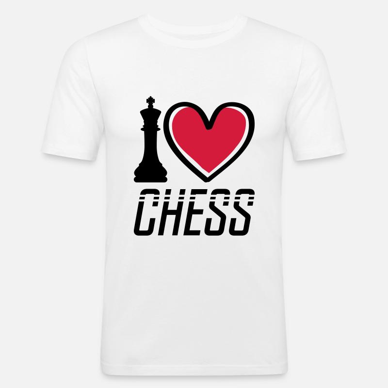 i love chess - Männer Slim Fit T-Shirt - Weiß