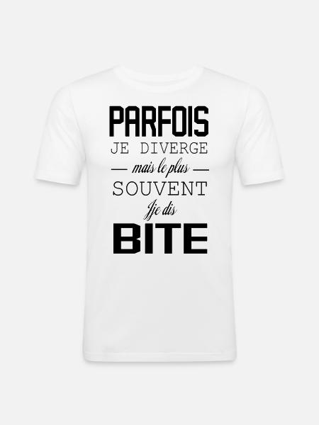 Parfois Je Diverge - T-shirt près du corps Homme - blanc