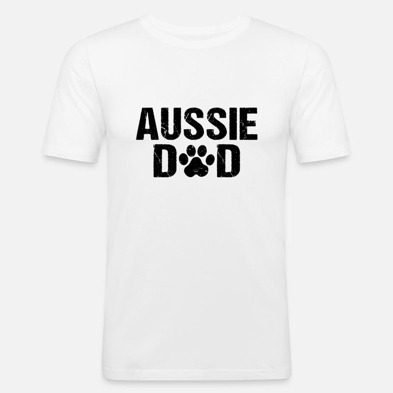 Aussie Dad Australischer Schäferhund - Männer Slim Fit T-Shirt - Weiß