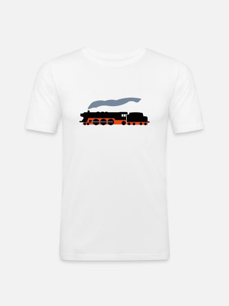 Dampflok - Männer Slim Fit T-Shirt - Weiß