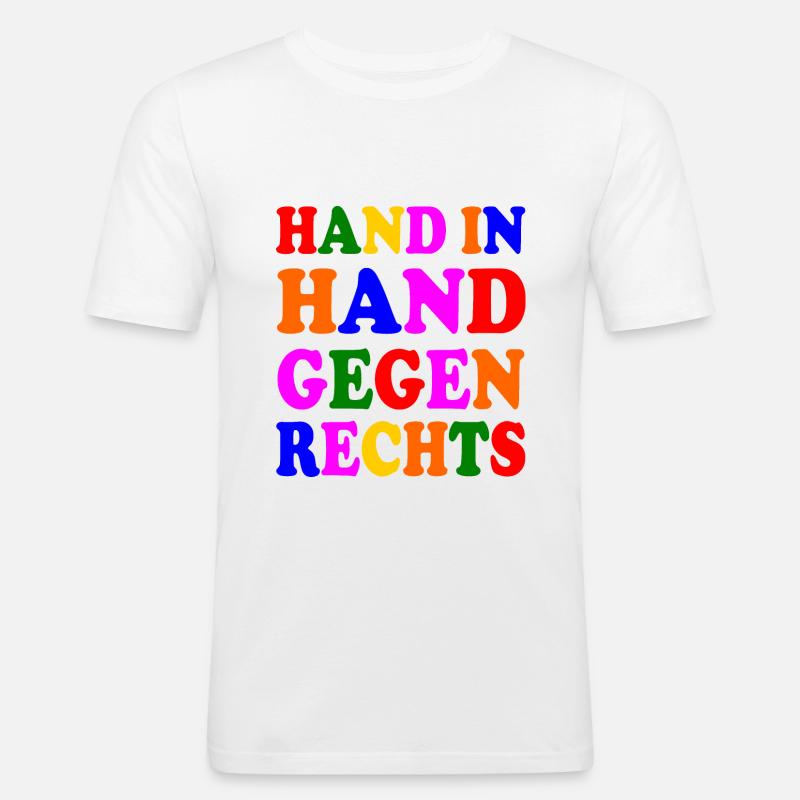 Gegen rechts - Männer Slim Fit T-Shirt - Weiß