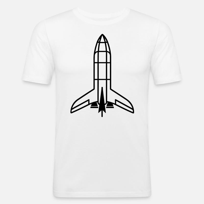 Rakete - Männer Slim Fit T-Shirt - Weiß