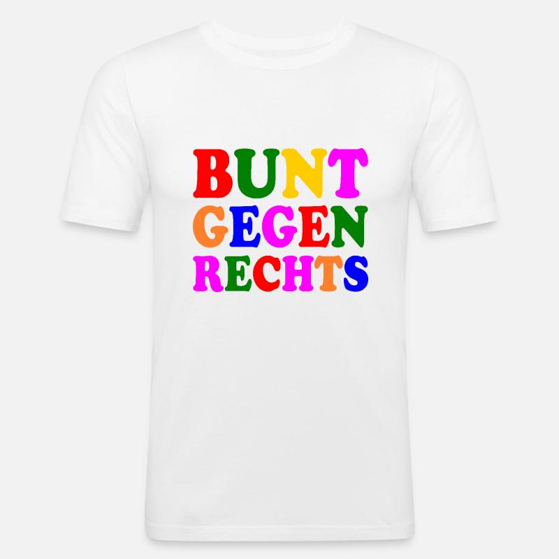Bunt gegen rechts - Männer Slim Fit T-Shirt - Weiß