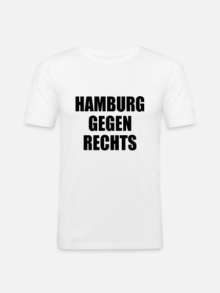 hamburg gegen rechts - Männer Slim Fit T-Shirt - Weiß