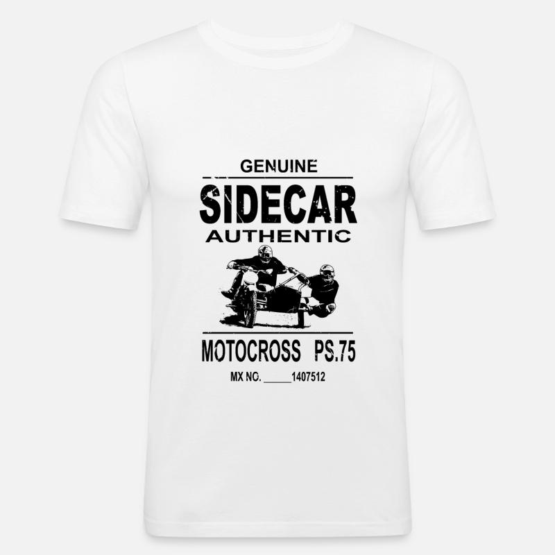 Sidecar Moto Cross - Männer Slim Fit T-Shirt - Weiß