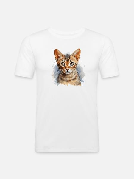 Bengal Katze - Männer Slim Fit T-Shirt - Weiß