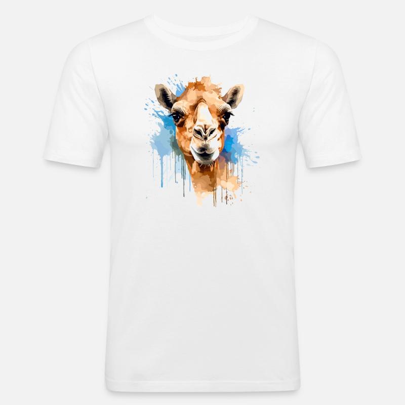 Kamel Kamelkopf - Männer Slim Fit T-Shirt - Weiß