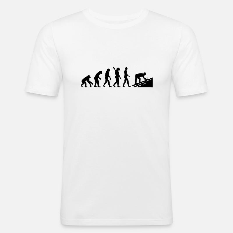 Évolution Couvreur - T-shirt près du corps Homme - blanc