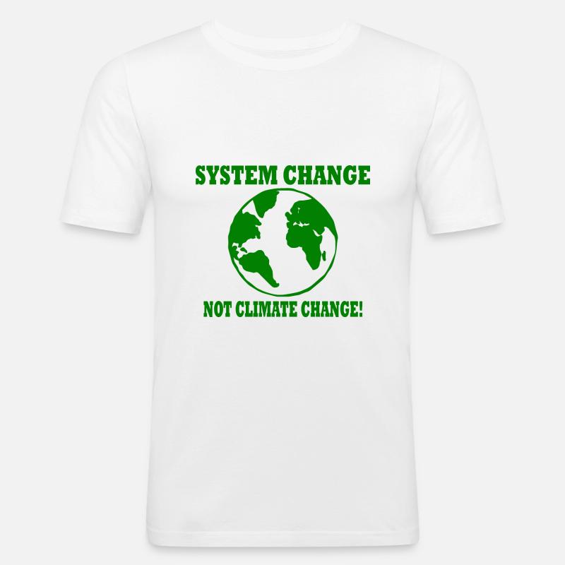 system change not climate change - Männer Slim Fit T-Shirt - Weiß