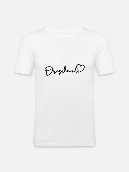 Dresden Herzschlag Dresden - Männer Slim Fit T-Shirt - Weiß