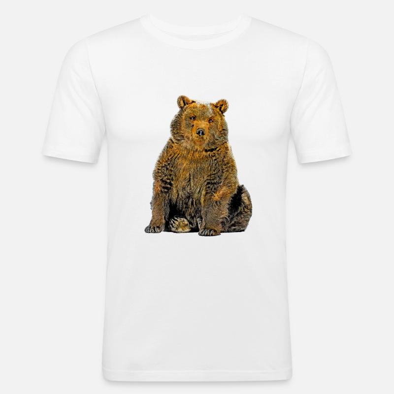 Tecknad björn - Slim Fit T-shirt herr - vit