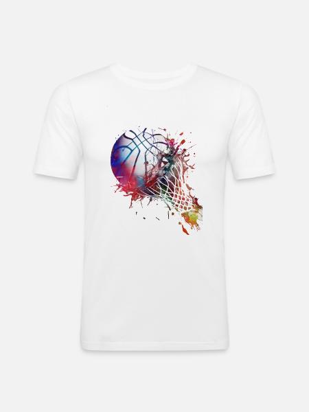 Basketbal sport kunst #basketball - Mannen slim fit T-shirt - wit