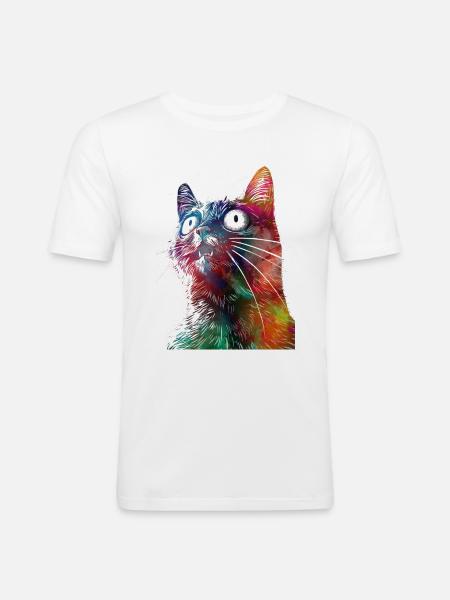 Funny cat2 - Men's Slim Fit T-Shirt - white