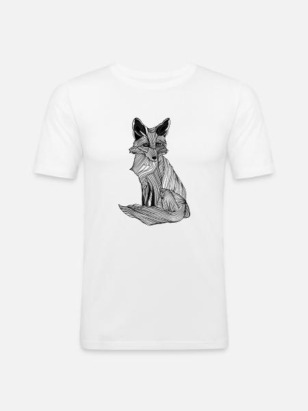 Lines art fox #fox - Men's Slim Fit T-Shirt - white