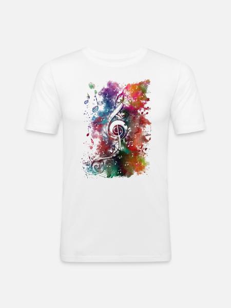 Violine Musiktaste - Männer Slim Fit T-Shirt - Weiß