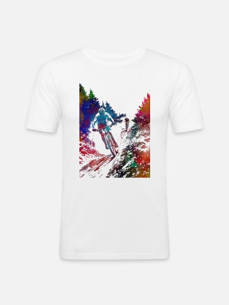 Mountain bikers sport art - Men's Slim Fit T-Shirt - white