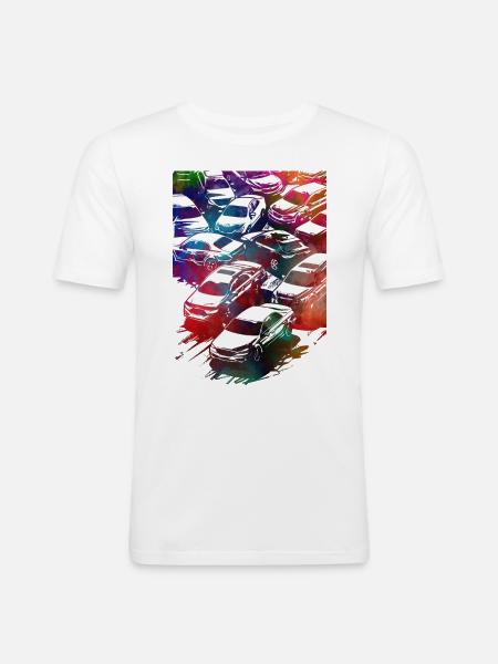 Cars racing #racing #sport - Men's Slim Fit T-Shirt - white