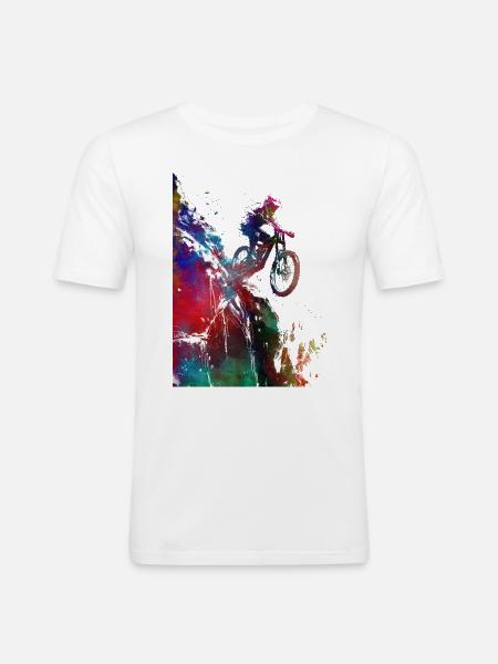 BMX-rytter sport kunst #sport #sykkel - Slim Fit T-skjorte for menn - hvit
