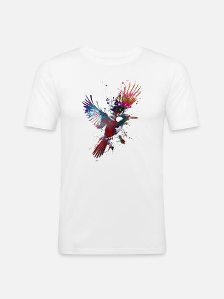 Vogel Elster - Männer Slim Fit T-Shirt - Weiß