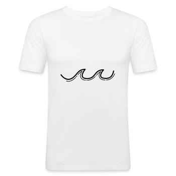 Welle Line Art - T-shirt près du corps Homme - blanc - Devant - Nik (191cm)