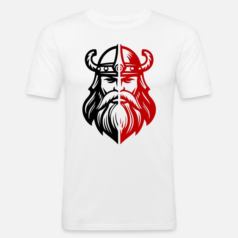 Wikinger Kopf Krieger Valhalla Odin - Männer Slim Fit T-Shirt - Weiß