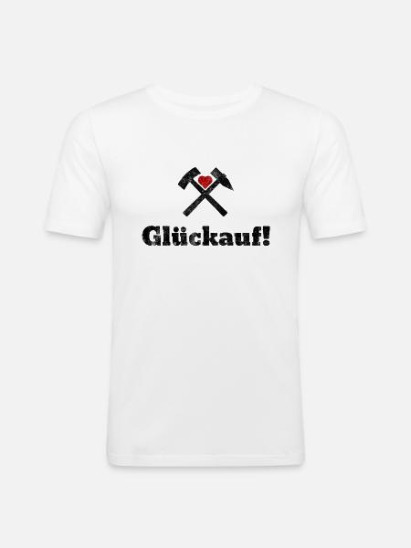 Glückauf - Männer Slim Fit T-Shirt - Weiß