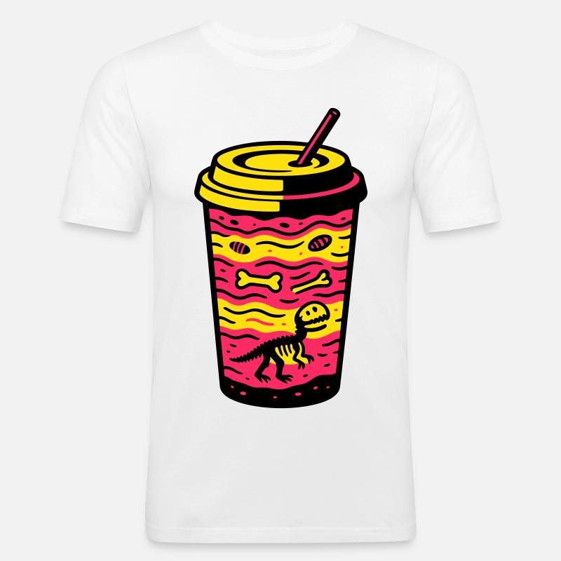 Matcha Dino Cup - Männer Slim Fit T-Shirt - Weiß