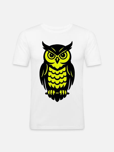 Pop Art Eulen Design - Männer Slim Fit T-Shirt - Weiß