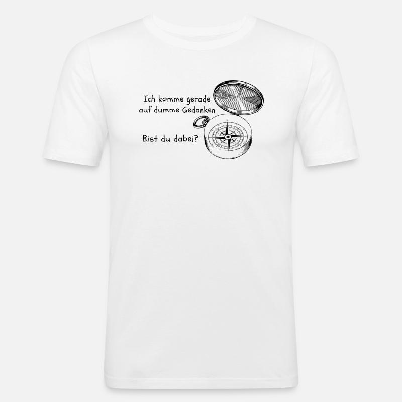 Kompass mit einem witzigen Text - Männer Slim Fit T-Shirt - Weiß