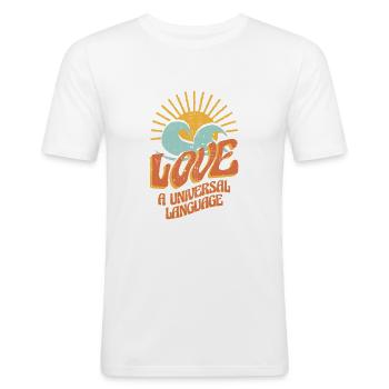Love Is A Universal Language T-Shirt - Men's Slim Fit T-Shirt - white - Front - Nik (191cm)