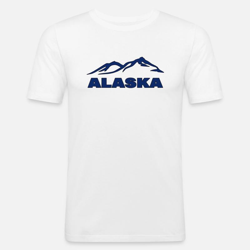 ALASKA - Männer Slim Fit T-Shirt - Weiß