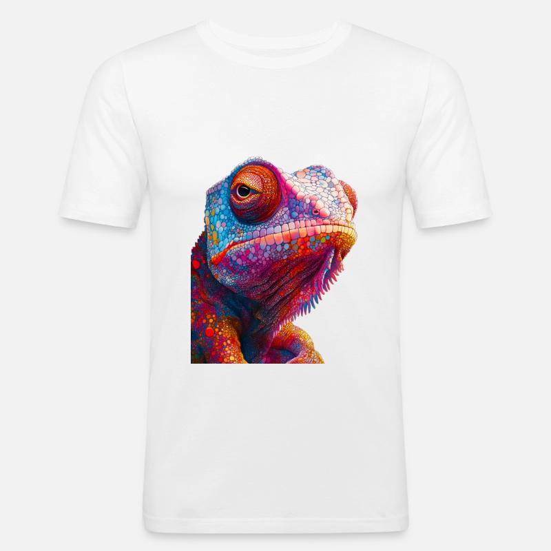 Chamäleon - Männer Slim Fit T-Shirt - Weiß