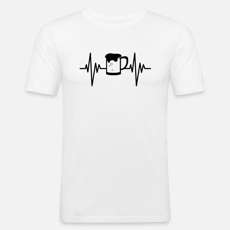 Bier Puls - Männer Slim Fit T-Shirt - Weiß