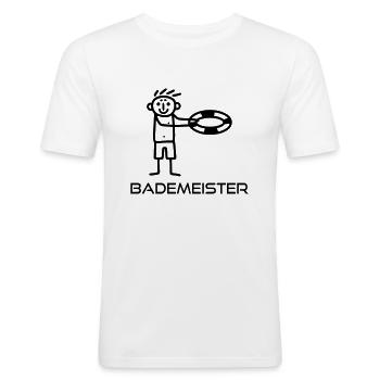 Strichmännchen Bademeister - Männer Slim Fit T-Shirt - Weiß - Vorne - Nik (191cm)