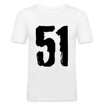 51 Zahl Trikot - Männer Slim Fit T-Shirt - Weiß - Vorne - Nik (191cm)