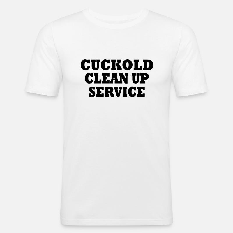 Cuckold clean up service - Männer Slim Fit T-Shirt - Weiß