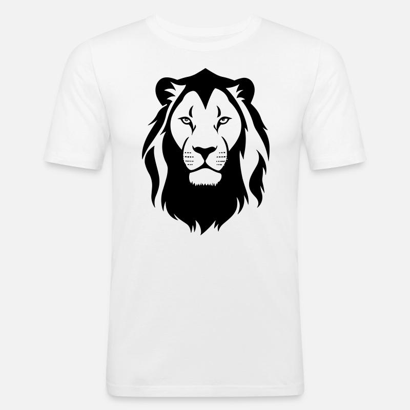 Felin Dschungel Löwenkopf - Männer Slim Fit T-Shirt - Weiß