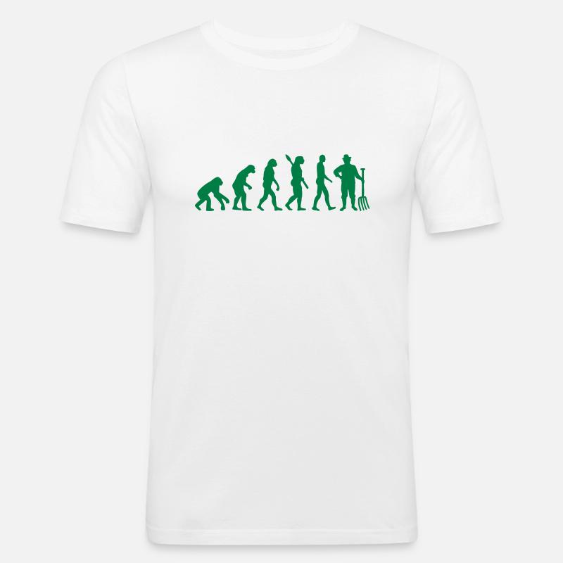 Evolution Bauer - Männer Slim Fit T-Shirt - Weiß