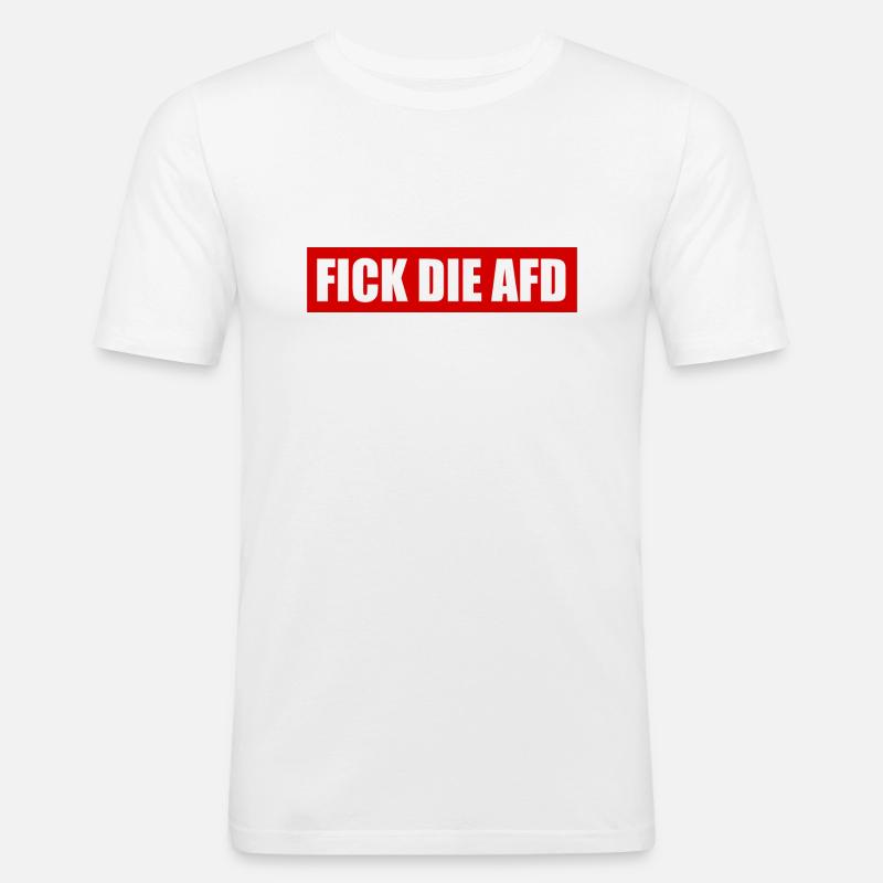 Fick die afd - Männer Slim Fit T-Shirt - Weiß