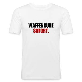 waffenruhe sofort - Männer Slim Fit T-Shirt - Weiß - Vorne - Nik (191cm)