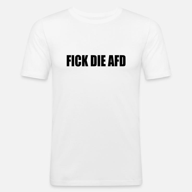 Fick die afd - Männer Slim Fit T-Shirt - Weiß