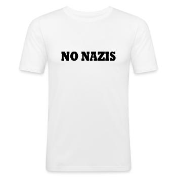 Pas de nazis - T-shirt près du corps Homme - blanc - Devant - Nik (191cm)