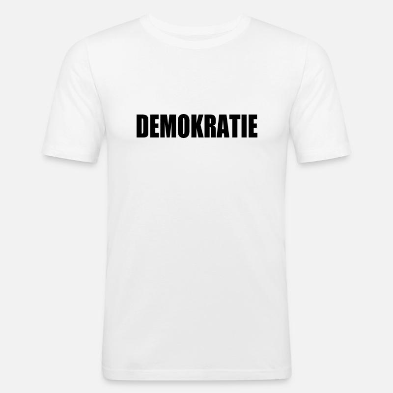 democrazia - Maglietta aderente da uomo - bianco
