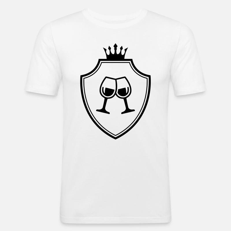 Wein Gläser Wappen - Männer Slim Fit T-Shirt - Weiß