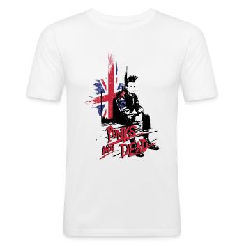 british PUNK ROCK ONE - Men's Slim Fit T-Shirt - white - Front - Nik (191cm)